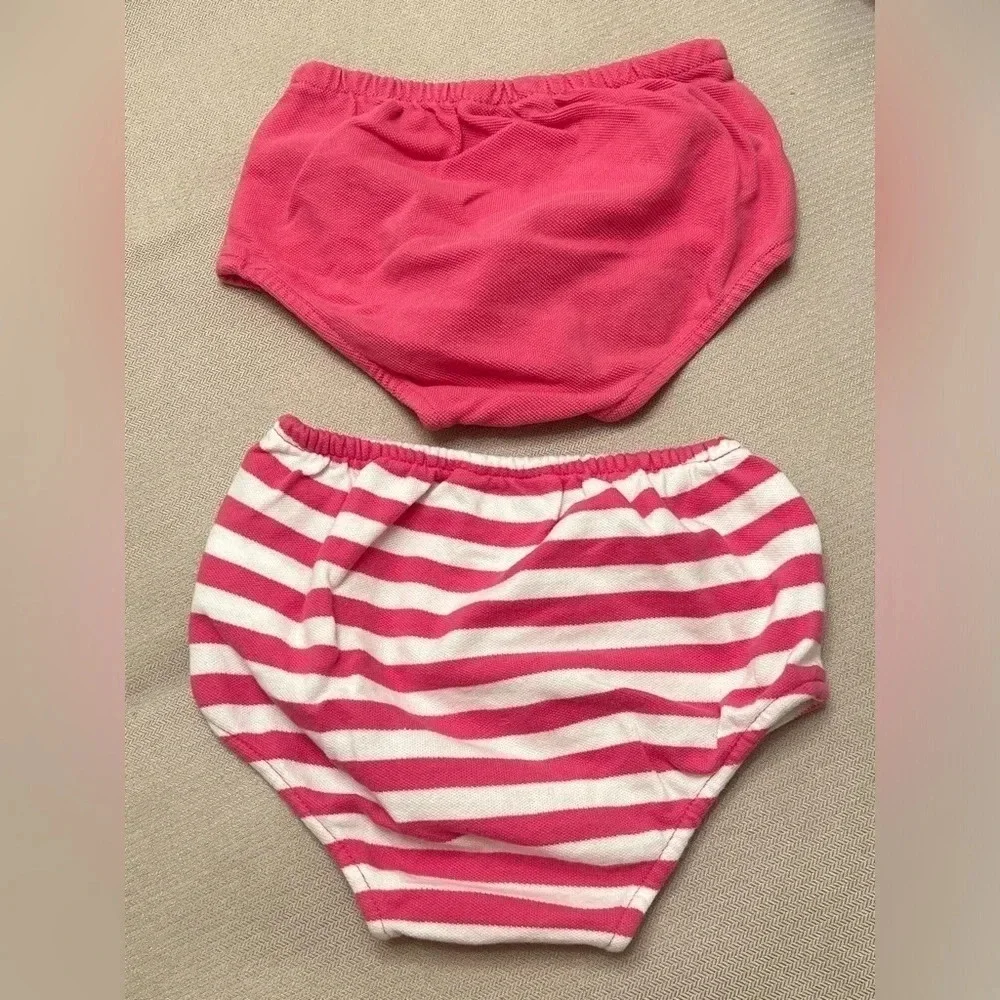 2 Ralph Lauren baby Bloomers shorts diaper cover pink stripes toddler girl